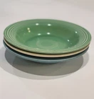 Vintage Fiestaware Rimmed Soup Pasta Bowls Set 3 Turquoise Green Ivory HLC USA