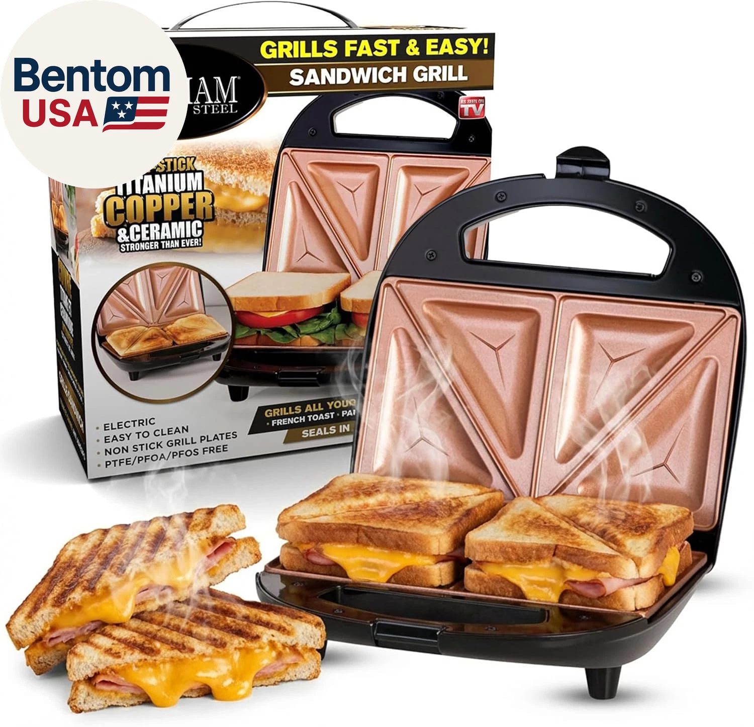 Nonstick Panini Press Sandwich Maker, 2In1 Breakfast Sandwich Maker Grill / Sand
Opens in a new wind