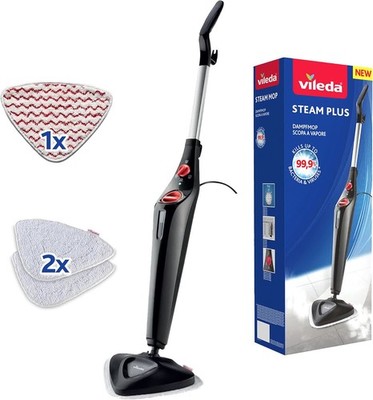 Vileda Steam Plus Dampf-Reiniger mit PowerPad und 2 Mikrofaser-Ersatzpads