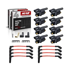 MAS Set of 8 Square Ignition Coil & 8 Iridium Spark Plug & 8.5mm Red Wire Set...