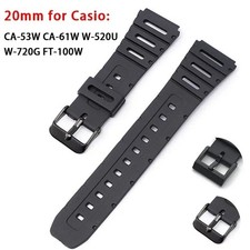 20mm Silicone Strap for Casio W-720 W-722 W-741 CA-53 CA-61 Band