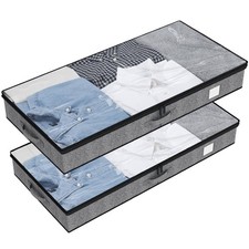 2 Pack Low Profile Under Bed Storage Containers Below 4.5 Inch Gray