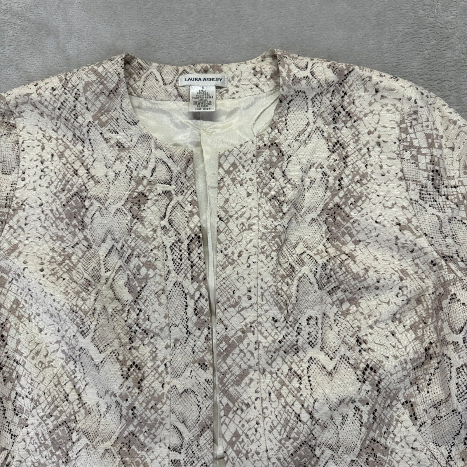 Laura Ashley Jacket Womens Small Python Silk Beig… - image 5