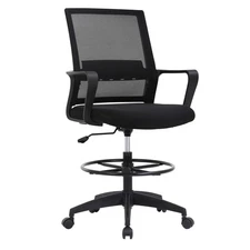 Drafting Chair Tall Office Adjustable Swivel Rolling Mesh Height with Lumbar