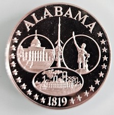 Alabama Sterling Silver Coin 33 Grams Of 925 round 1 oz 93.31 per troy oz