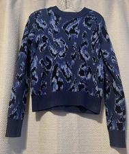 Derek Lam Women's Abstract Blue And Black Swirl Sweater Sz Small