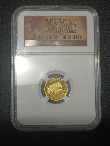 2014 Canada 1/10 oz Proof Gold $5 Prehistoric Woolly Mammoth - NGC PF 70