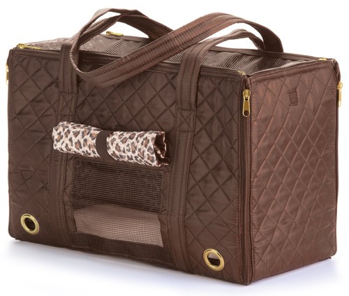 USEDNO RETAIL PACKAGING Sherpa Park Tote Pet Carrier Medium Brown