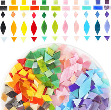 Mosaic Glass Pieces Tiles for Adults: LATIIZ 320Pcs Rainbow Color Mixed 5 Shapes