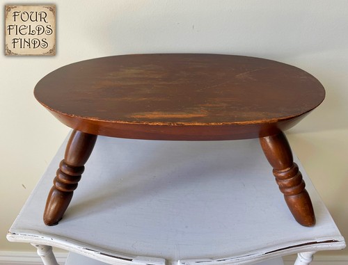 Vintage Distressed Wooden Milking Stool Farmhouse Home Decor 15" × 9" × 6.5"