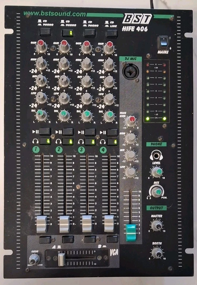 Table De Mixage Analog DJ 4 Voies BST HIFE 406 Parfait État De Fonctionnement . - Photo 2/3