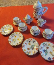 Kaffee-Service 17-teilig "Bunte Blumen"- Miniatur Puppenhaus, Puppenstube 1:12