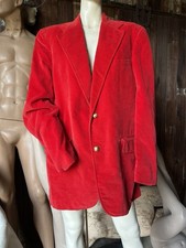 Vintage 70s Red Velveteen Blazer Suit Jacket Oversized Business Grunge Sleaze