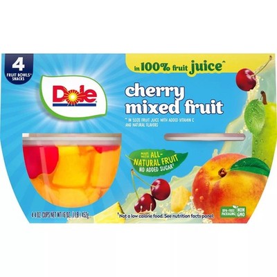 6x Dole Cherry Mixed Fruit Juice Cups Snack Drink Beverage Bundle Bulk New 4ct