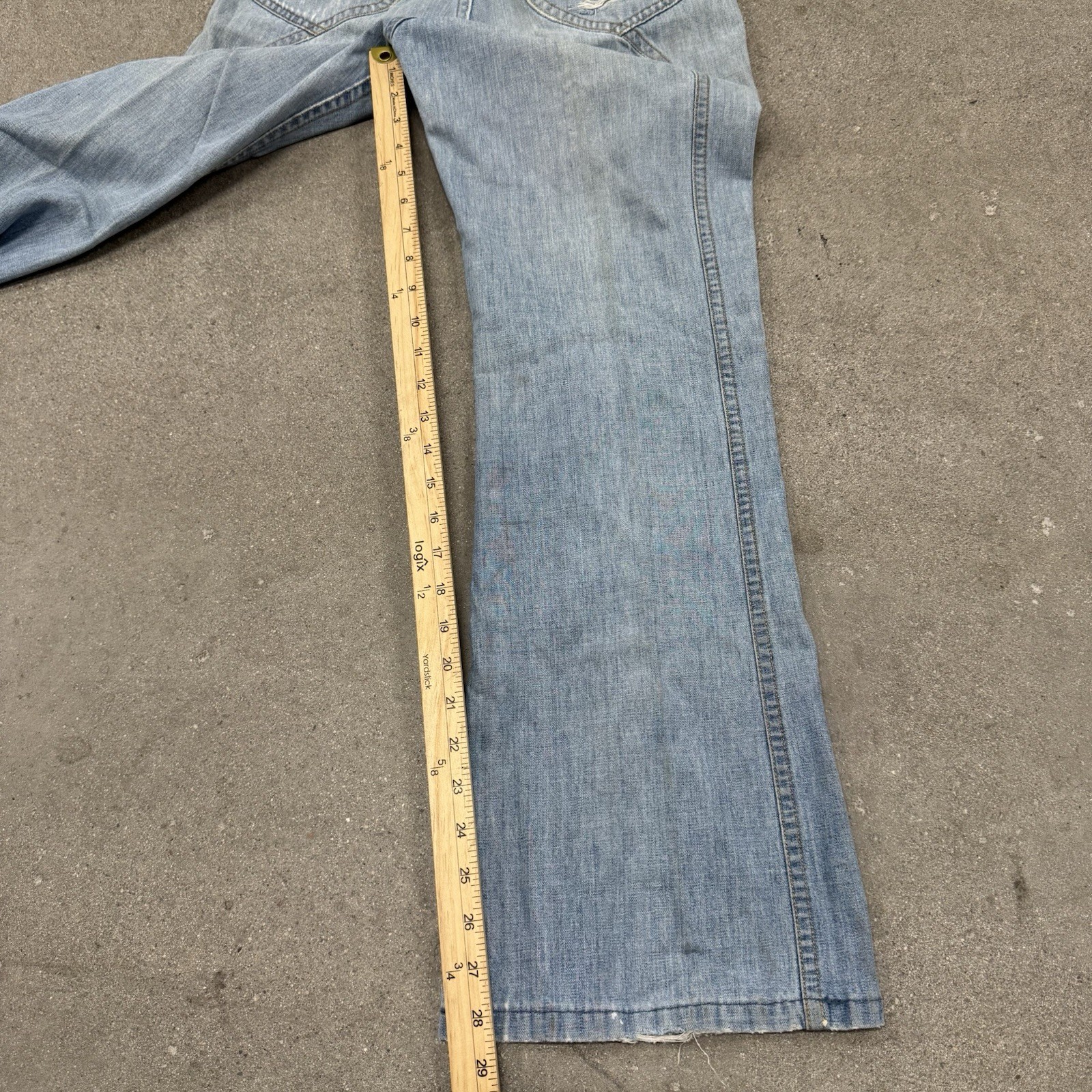 Vintage 70s Lee Bell Bottoms Flared Denim Hippy Jeans Sz fit 28x30 Flared USA thumbnail 8