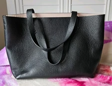 Cuyana Classic Structured Pebble Leather Tote Bag Black Women Shoulder Bag