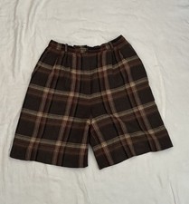 Size 10 Vintage Pendleton Brown Plaid Shorts In 100 Wool