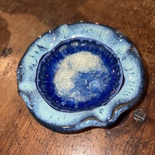 Down to Earth Pottery Trinket Dish Recycled Glass Made In USA Blue