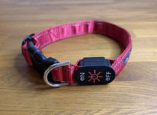 Hundehalsband Rot Grau mit Leuchtfunktion Halsband Hund 49 cm