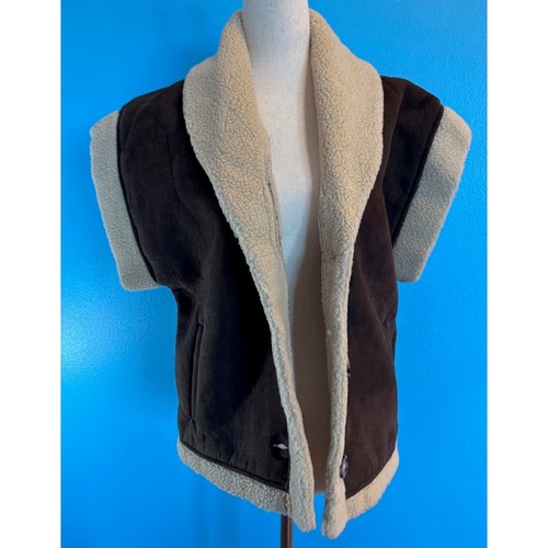 NWT BARDOT Junior Faux Freya Shearling Vest Chocolate Brown US Size 16 - Picture 3 of 7