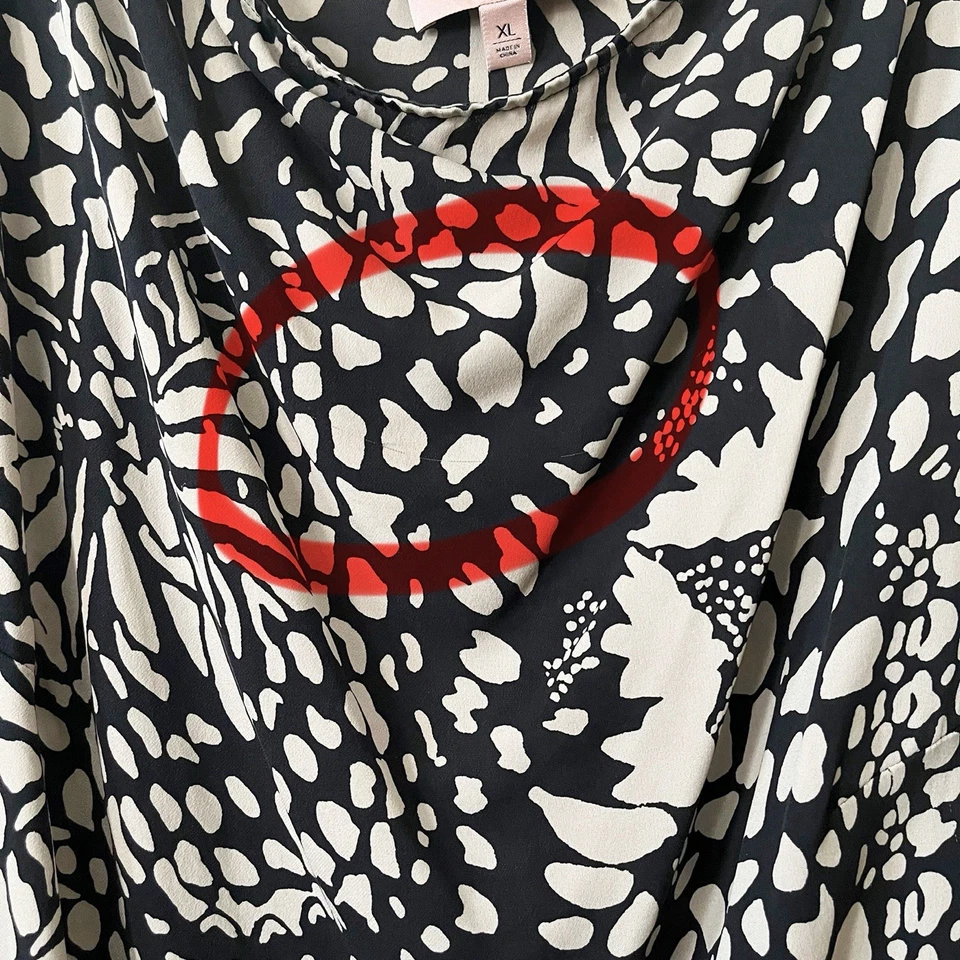 Black Label By Chico’s Silk Tank Top Women's Size XL Black Cream Relaxed Office - Image 4 of 4