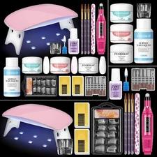Acrylic Nail Kit for Beginners with Clear/White/Pink Acrylic Powder Set