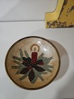 Vintage Christmas Candel & Holly Enamel Brass Cloisonné Used Holiday Decor  — photo 1