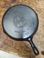 "Fully Restored" GRISWOLD #8 Cast Iron Skillet Pan Large Logo 704  Seasoned