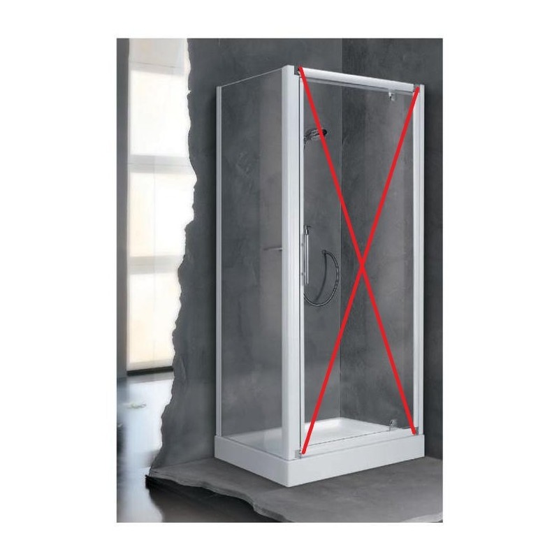 Paroi de douche fixe Novellini Lunes 2.0 extensible de 84 à 90 cm avec profilé chromé argenté