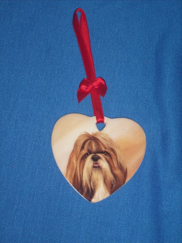 I Love My Shih Tzu Perro Ornamento Cinta Roja Colgador - Imagen 2 de 4