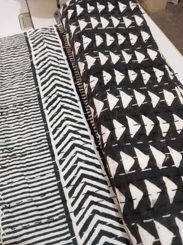 Indian Handmade Black Kantha Quilt Hand Block Print King Size Bedspread Blanket - Bild 6 von 9