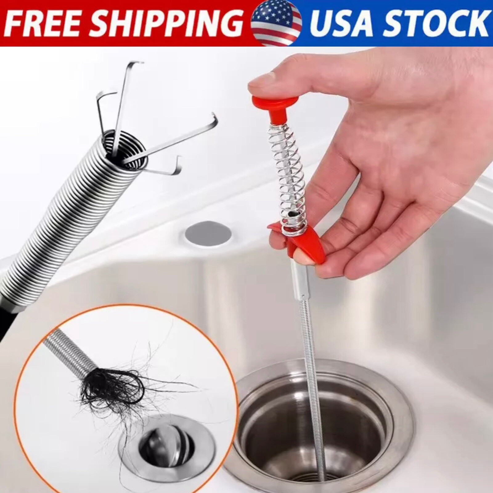 60cm Spring Pipe Dredging Tools Drain Cleaner Sticks Clog Cleaning Household