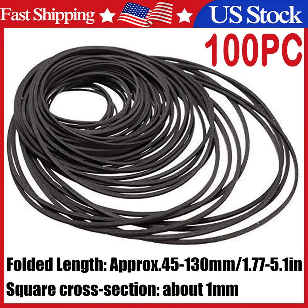 100Pcs Square Rubber Drive Belts for Cassette Player & Recorder Repair Replacement Parts