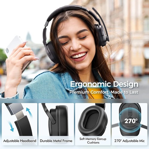 Bluetooth Headsets Over-Ear Headphone Detachable Earpad Single/Dual for Office - Picture 15 of 19