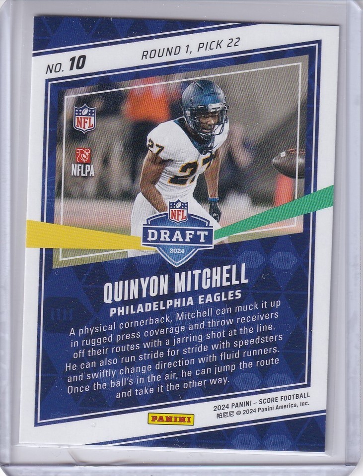 Quinyon Mitchell 2024 Score Panini NFL Draft Rookie Philadelphia 1.50