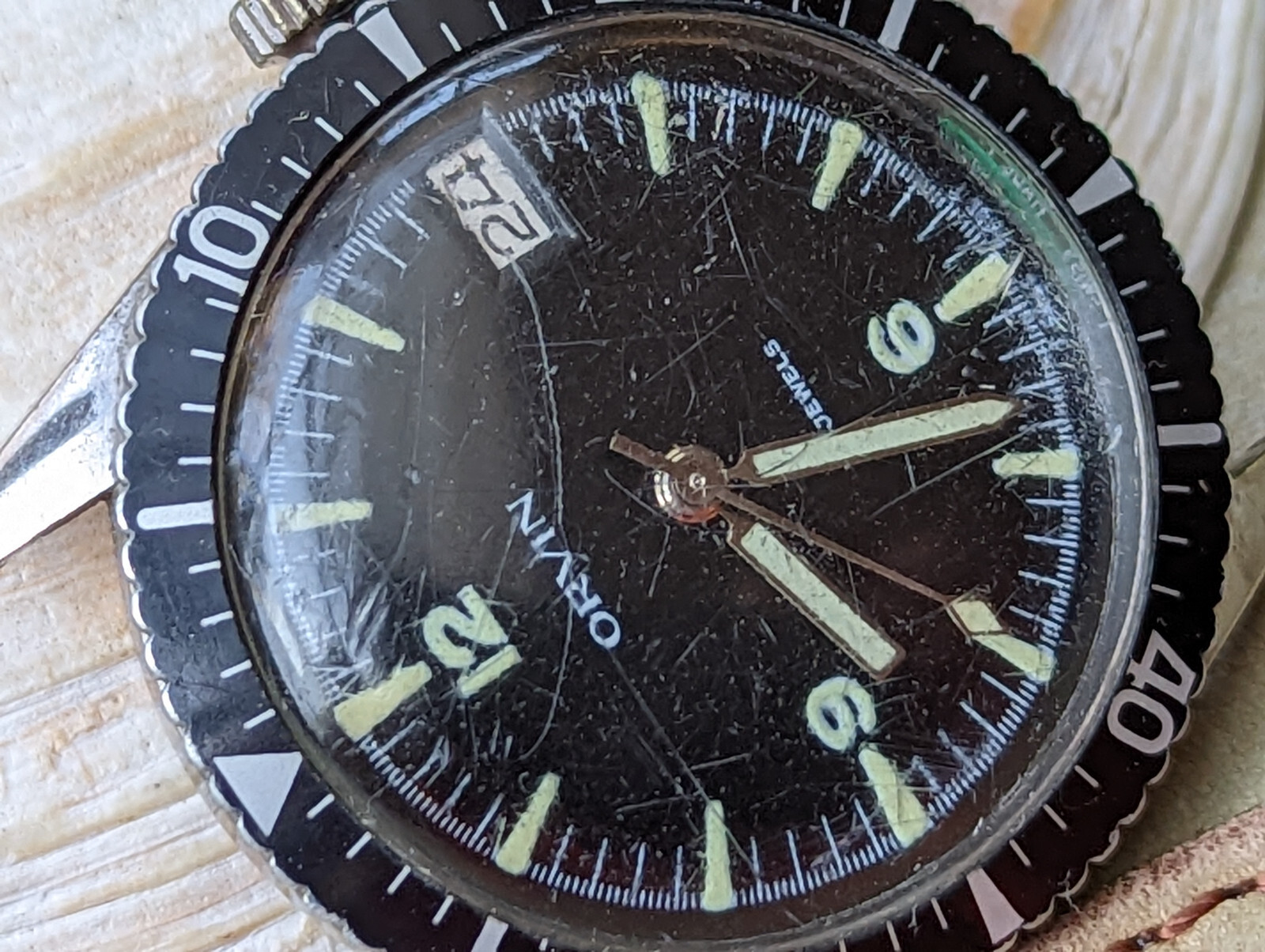 Vintage 1970s Orvin Divers Watch w/Warm Patina,Chrome-Plated Case FOR ...