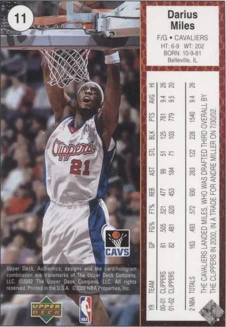 2002-03 Upper Deck UD Authentics - Darius Miles #11