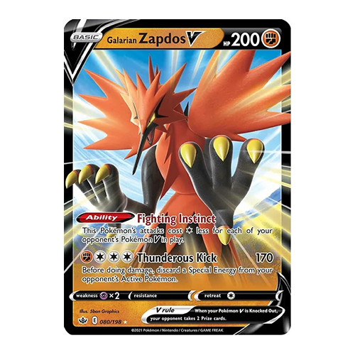 Galarian Zapdos V Ultra Rare - 080/198 Chilling Reign - Pokemon TCG -  |  eBay