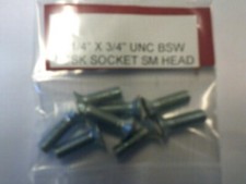 Image of 1/4" X 3/4" UNC BSW COUNTERSUNK SOCKET / ALLEN SCREWS SMALL HEAD X 8