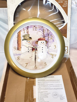 Christmas Carol Clock Snowman Design Light Sensor Plays 12 Carols Musical