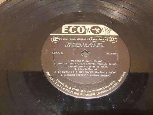 Los Broncos De Reynosa - Primero Yo Que Tu Vinyl Record LP - Picture 6 of 6