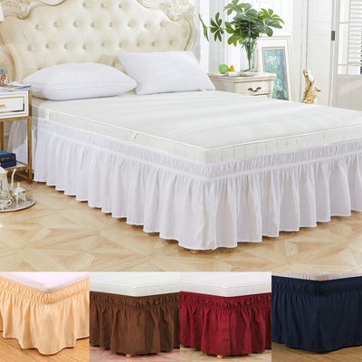 Wrap Around Bed Skirt Easy Fit Three Side Coverage Queen King Size 14 20 Deep Ebay