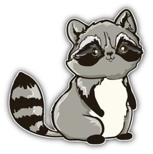Cute Cartoon Raccoon Car Bumper Sticker Decal - "SIZES"