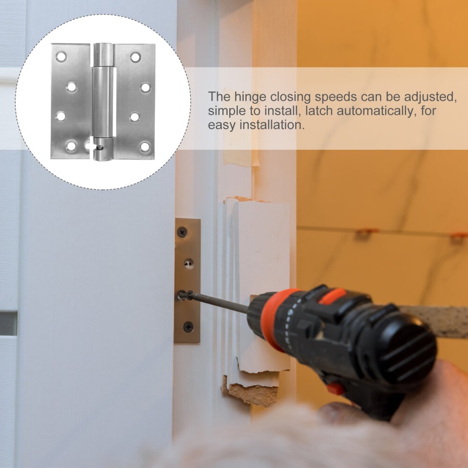 2 Pcs Spring Loaded Hinges Auto Door Closer Installation Kit eBay