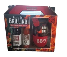 Get Grilling BBQ Seasoning & Sauce Gift Set Sebastian Spice Rub/Dip/ Bowl/Brush