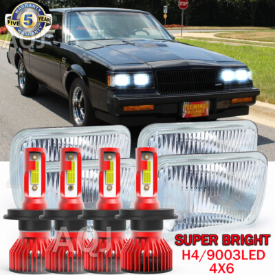 4PCS 4x6 inch LED Headlights Hi/Lo Fits 1982-1987 Buick Regal Grand