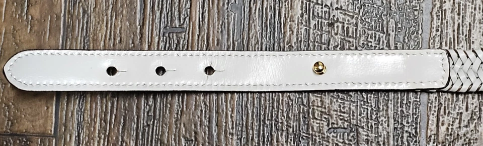 Cinturón delgado trenzado clip náutico elástico cuero marfil Ralph Lauren nuevo sin etiquetas  Foto 3 de 4