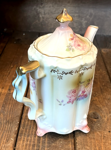 Antique RS Prussia Porcelain Roses Floral Tea Pot Creamer & Sugar Red Letter (4B - Picture 4 of 12