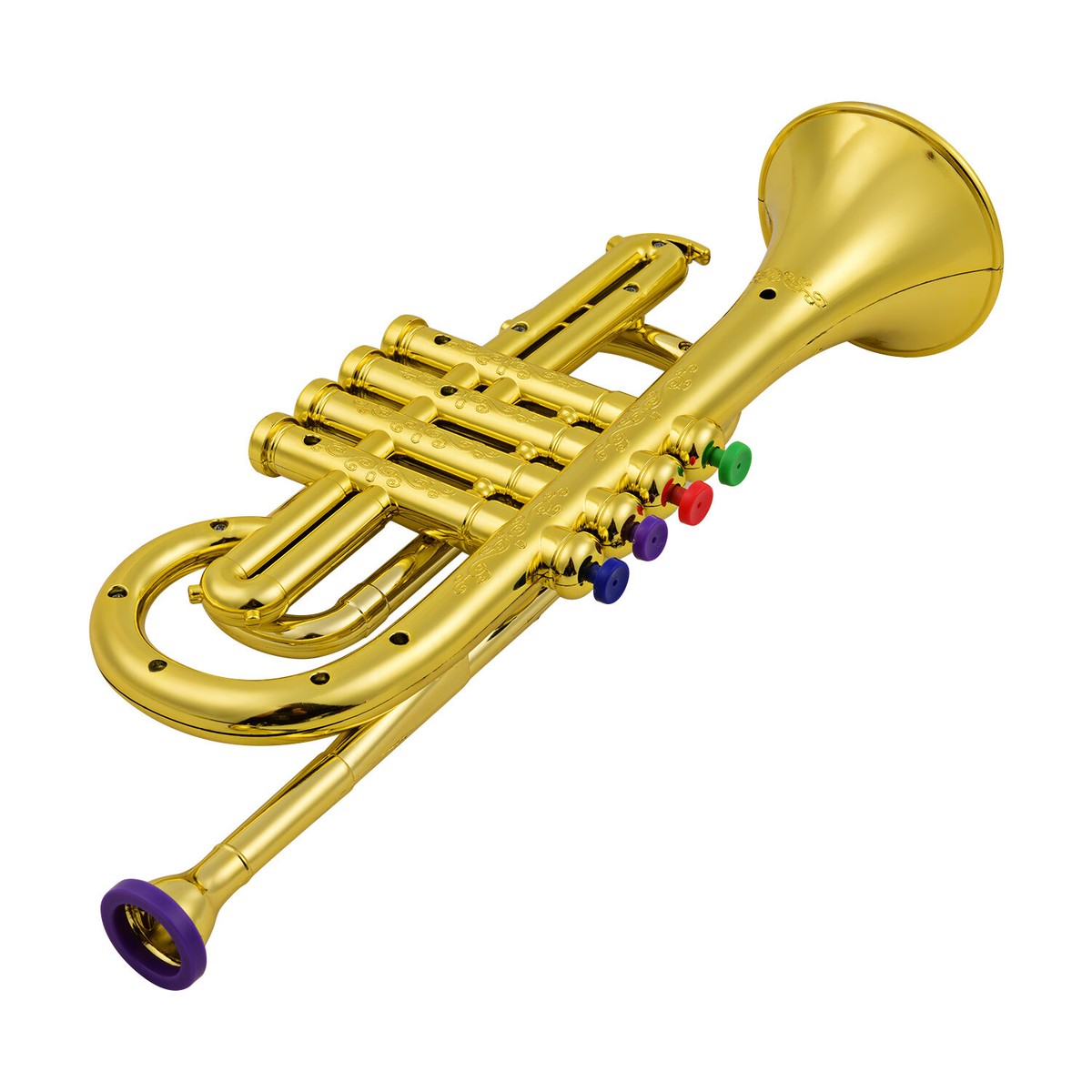 Kids Musical Wind Instruments ABS Metallic Gold Trumpet with 4