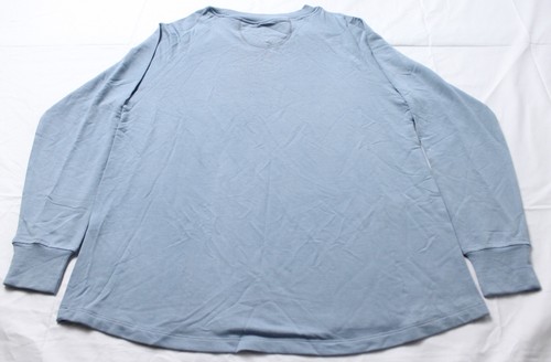 Lake Men's Long Sleeve Crewneck Lightweight Bamboo Tee EJ2 Coastal Blue Small - Picture 3 of 3